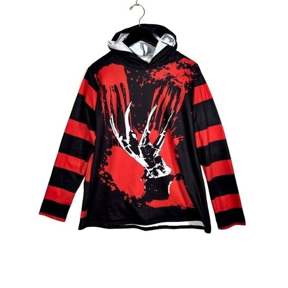 Nightmare On Elm Street Freddy Krueger Hoodie Striped Mens S Womens M Halloween - Picture 1 of 6